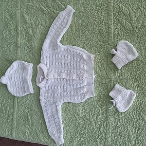 Bright Future Hand knit Sweater, Hat & Bootie Set